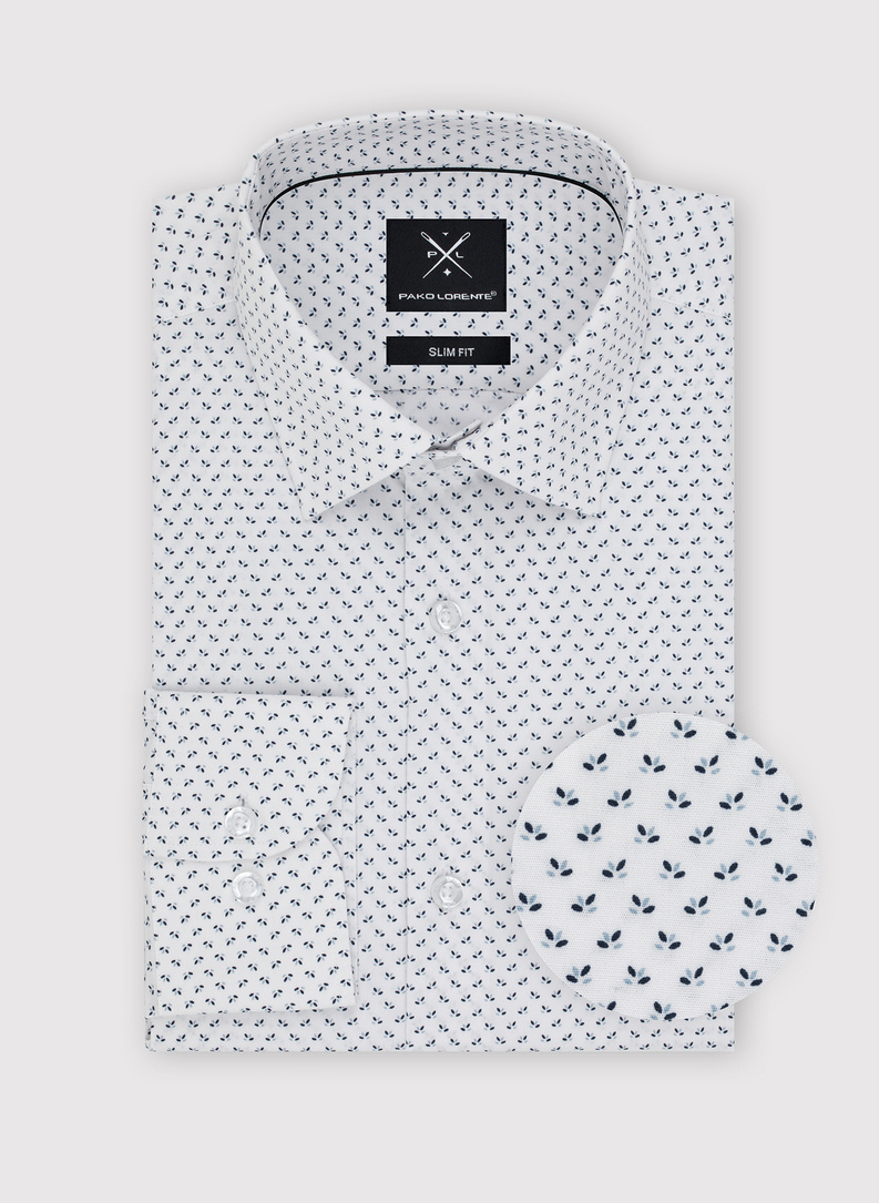 Biała koszula męska w mikrowzór