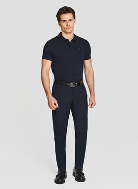 Granatowe bawełniane polo męskie