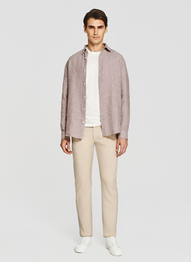 Lniana koszula w kolorze beżowym