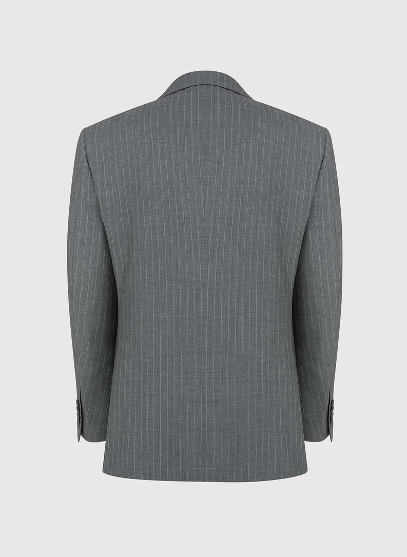 Szara marynarka garniturowa w prążek