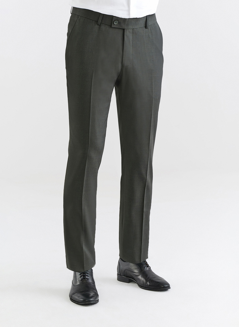 Ciemnozielone spodnie garniturowe z wełną