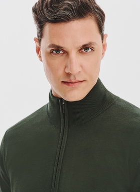 Zielony rozpinany sweter męski