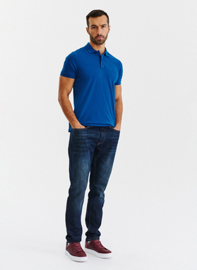 Gładki T-shirt polo w kolorze indygo