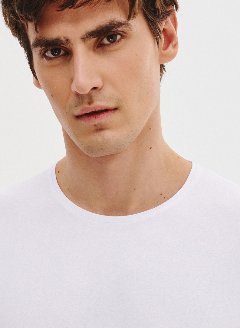 Biały gładki t-shirt męski