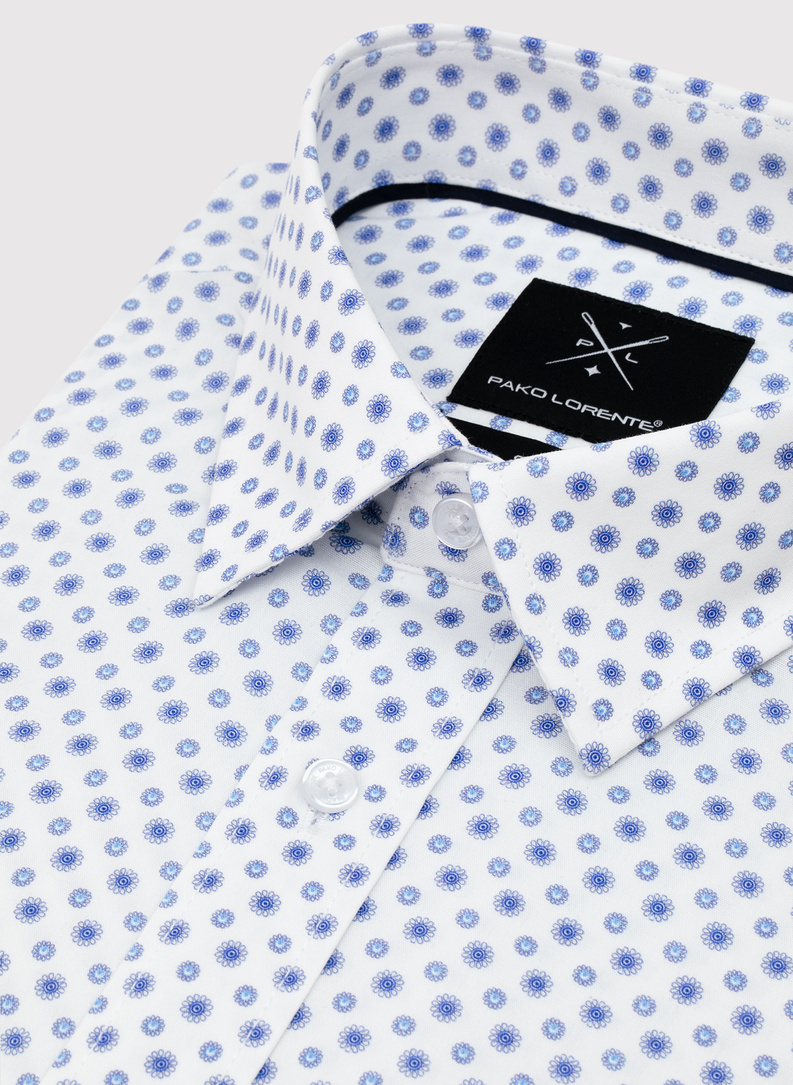 Biała koszula męska mikrowzór