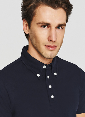 Granatowy t-shirt polo z bawełny