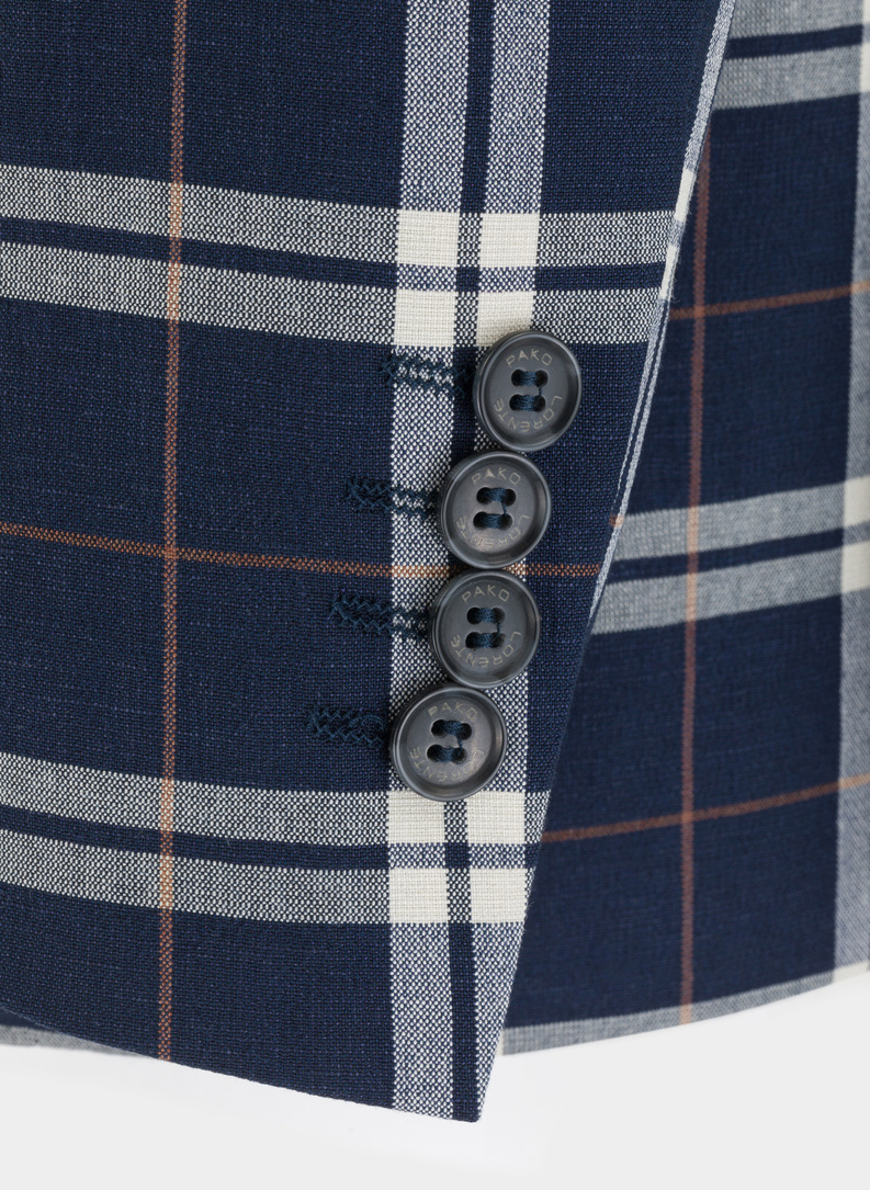 Granatowy garnitur w intensywną kratę