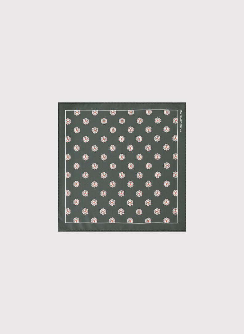 Ciemnozielona poszetka męska sześciokąty