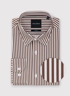 Brązowa koszula męska w prążek