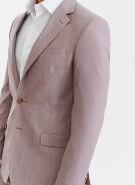 Wełniany różowy gładki garnitur męski