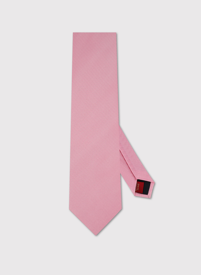 Gładki różowy zestaw krawat i poszetka