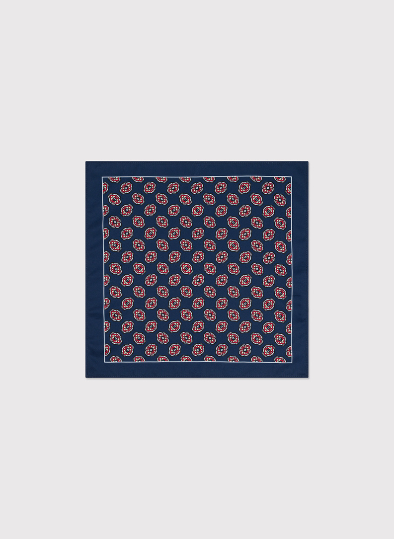 Wzorzysta granatowa poszetka męska