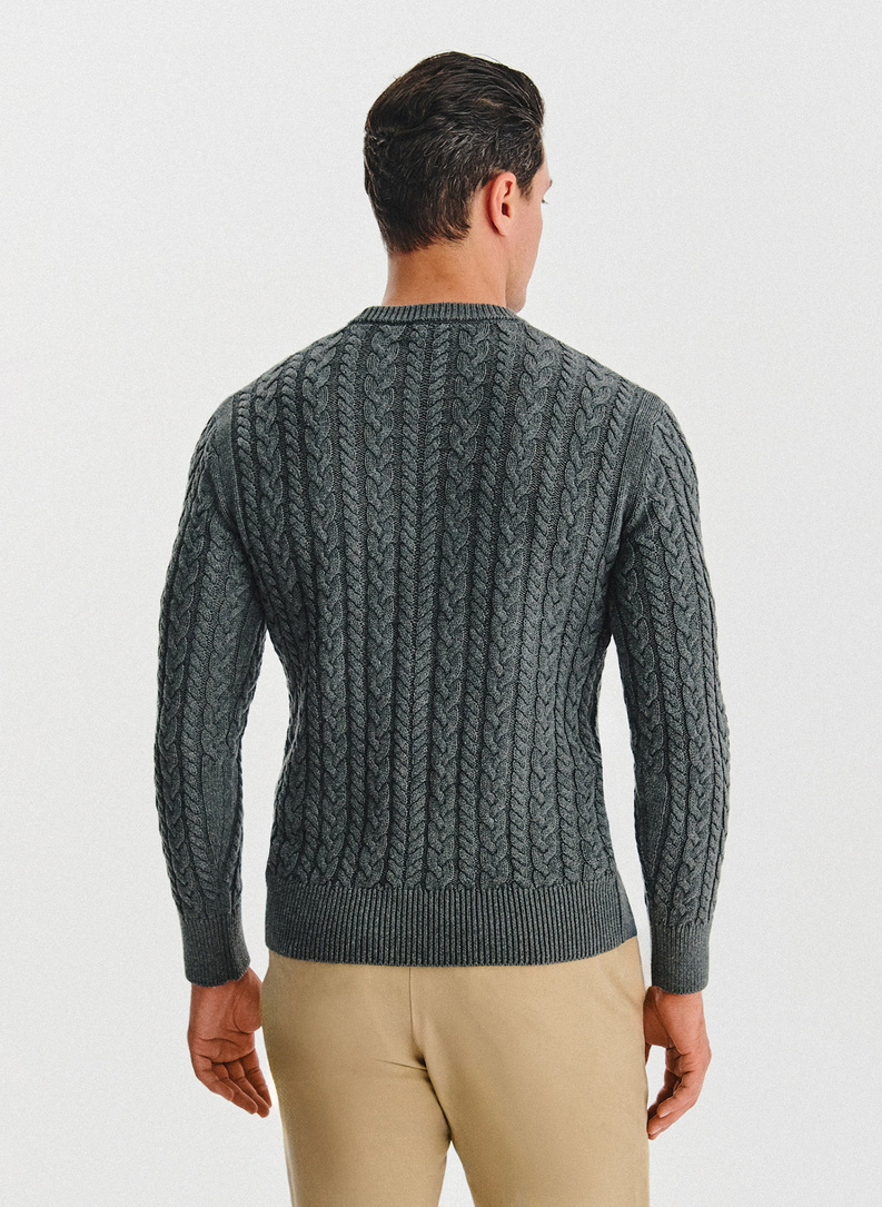 Szary sweter męski z kaszmirem