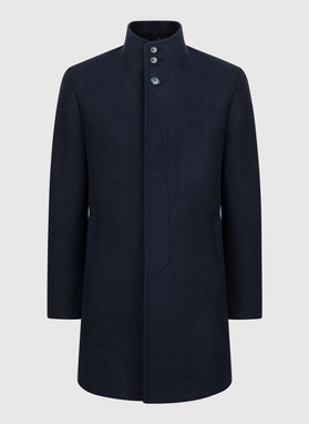 Granatowy płaszcz męski ze stójką