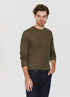 Zielony lniany sweter 