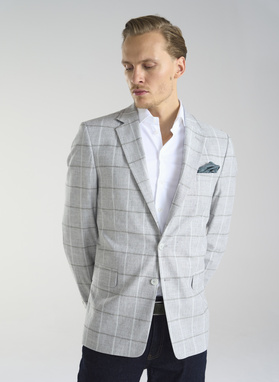 Jasnoszara marynarka męska w kratkę