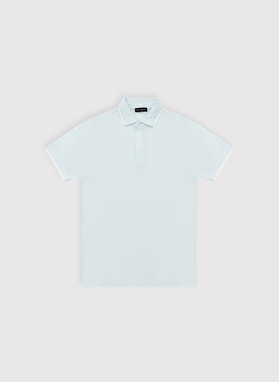 Błękitny t-shirt polo z bawełną