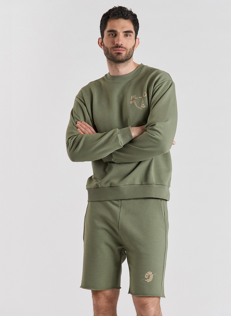 Zielona bluza oversize z okrągłym dekoltem C21SF-2B-005-Z