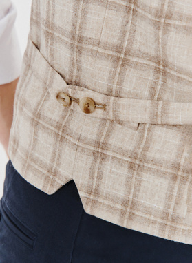 Jednorzędowa kamizelka męska w kratę