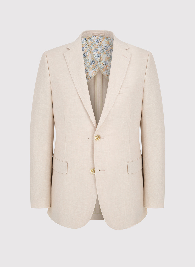 Lniana marynarka męska w kolorze beżowym