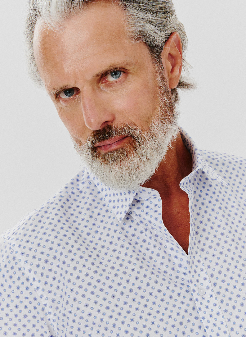 Biała koszula męska mikrowzór