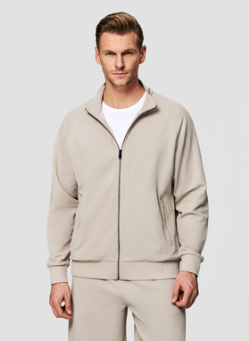 Rozpinana beżowa bluza dresowa