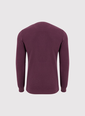 Śliwkowy sweter męski o-neck
