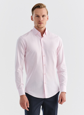 Gładka elegancka koszula męska w kolorze różowym