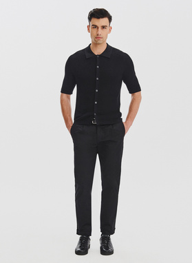 Czarne swetrowe polo z lnem