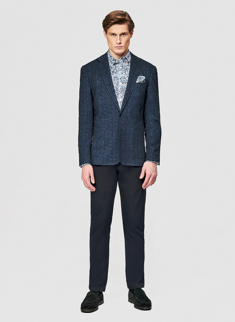 Granatowa marynarka męska melanż