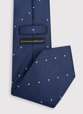 Granatowy krawat męski w kropki