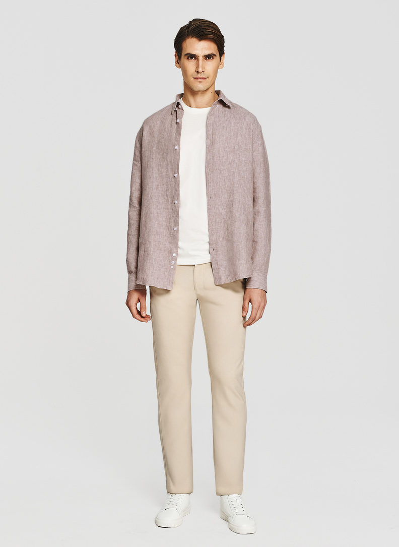 Lniana koszula w kolorze beżowym
