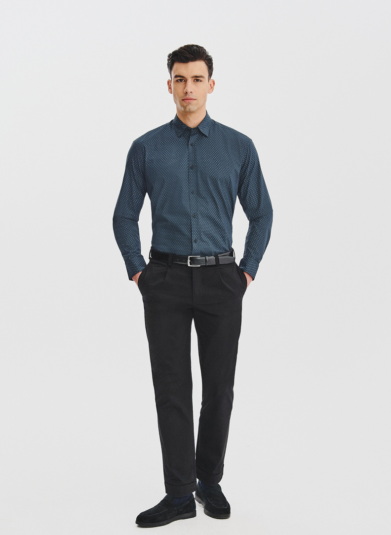 Czarna koszula męska wzór geometryczny