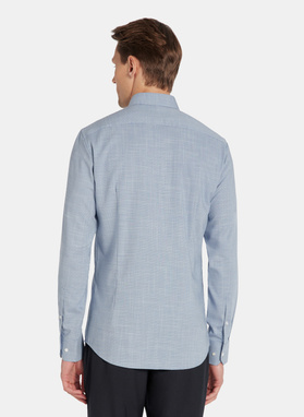 Granatowa koszula w drobną kratę