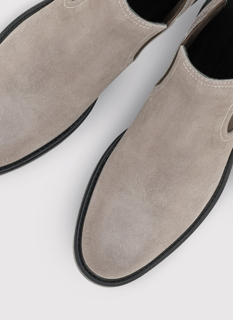 Szare skórzane sztyblety