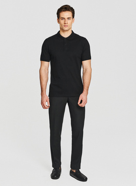 Czarny t-shirt polo z bawełny
