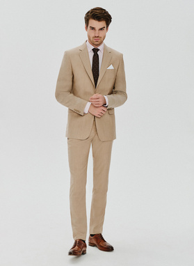 Beżowe wełniane spodnie męskie 