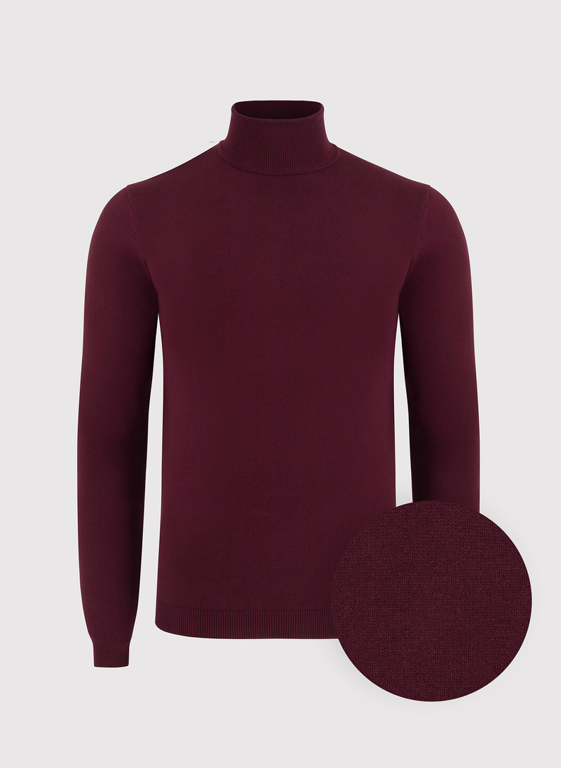 Burgundowy gładki golf męski