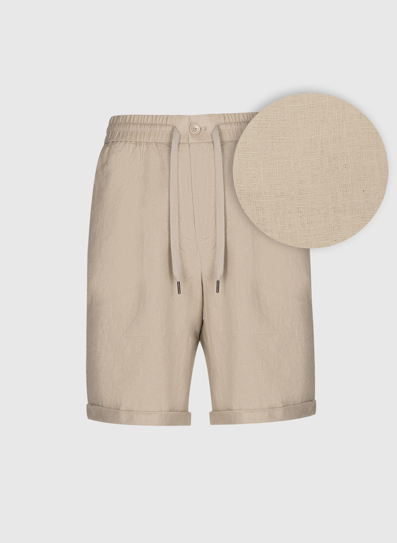 Lniane beżowe szorty męskie