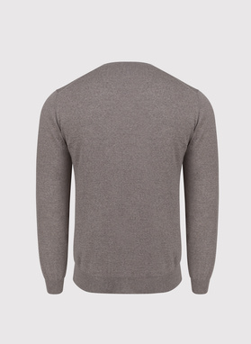 Brązowy sweter męski z wełny merino