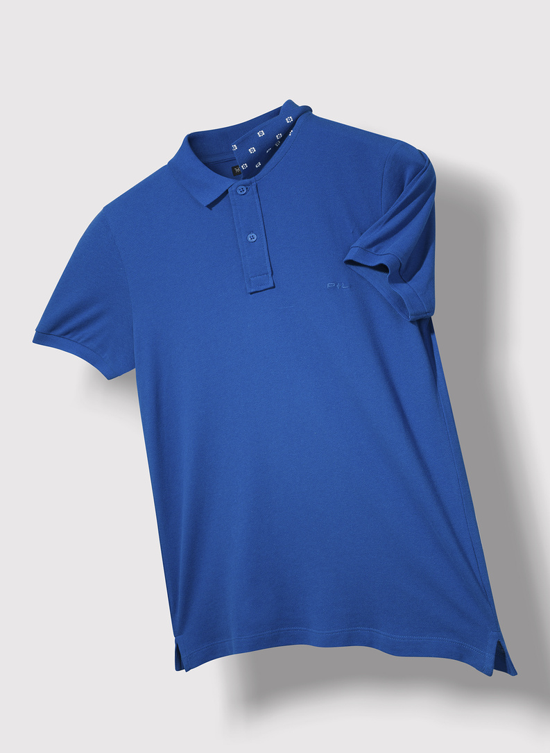 Gładki T-shirt polo w kolorze indygo