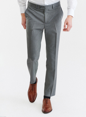 Gładki szary garnitur męski