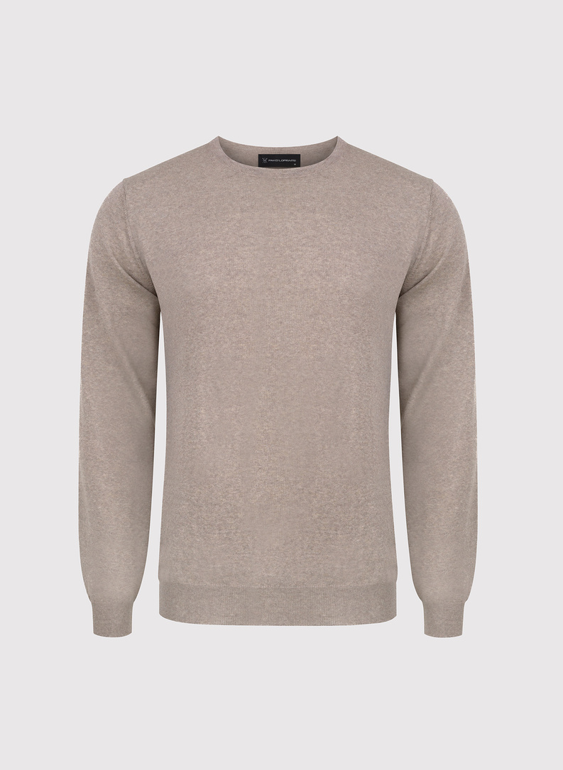 Beżowy sweter męski z wełny merino