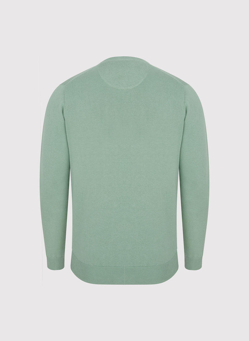 Zielony męski sweter w serek