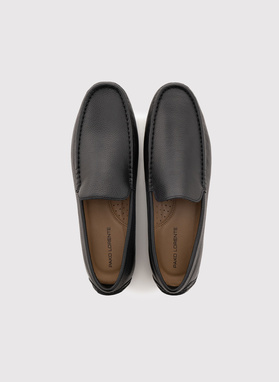 Czarne skórzane mokasyny męskie