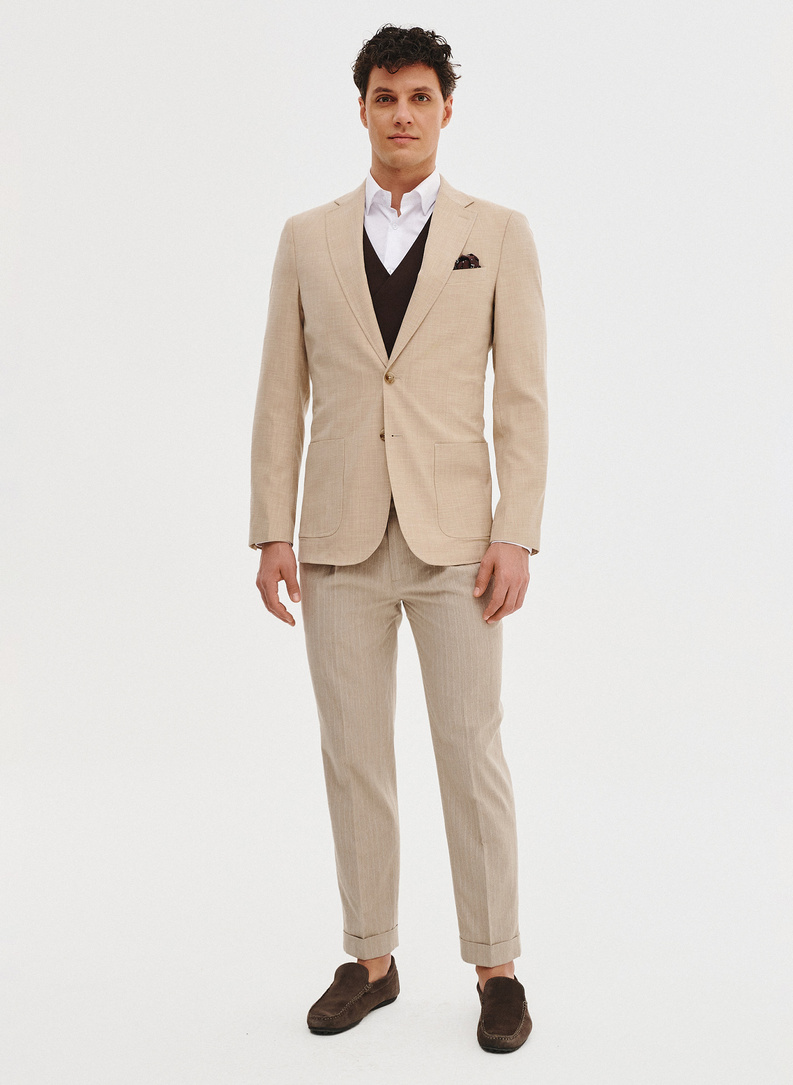 Casualowa marynarka męska w kolorze beżowym