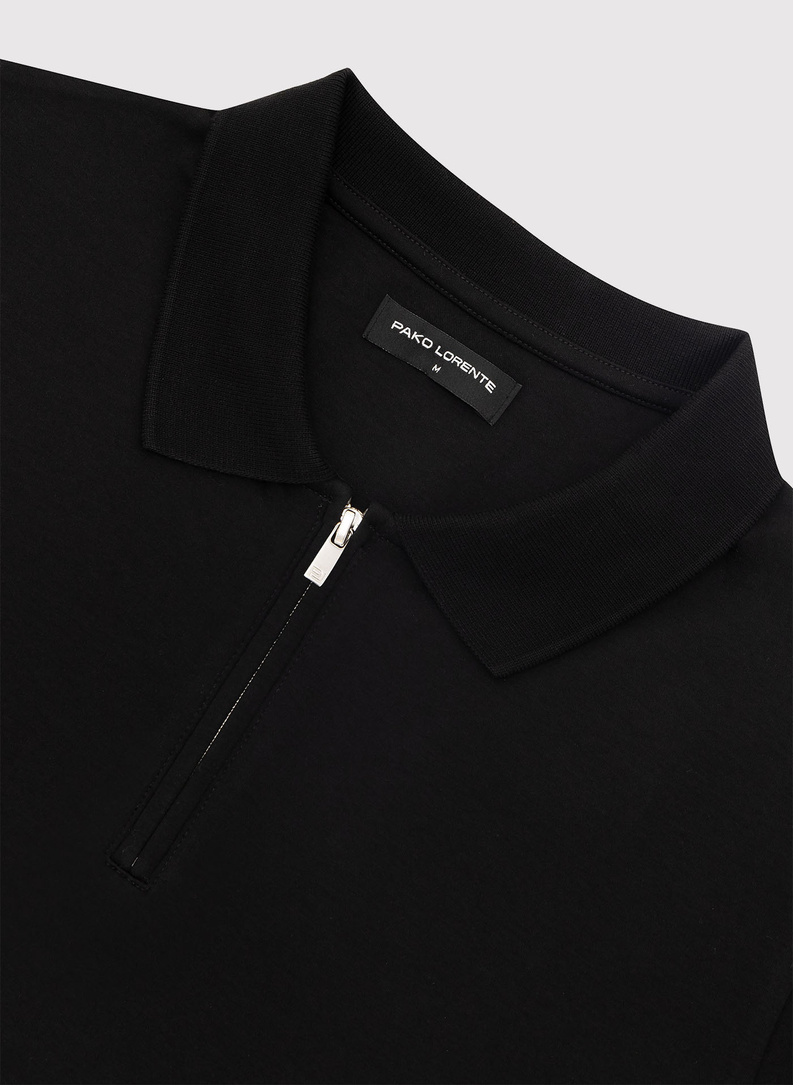 Czarne polo z bawełny merceryzowanej