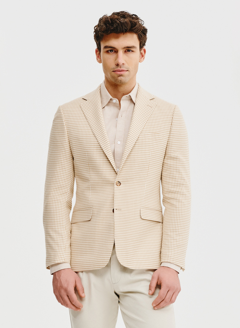 Jasna marynarka męska w pepitkę