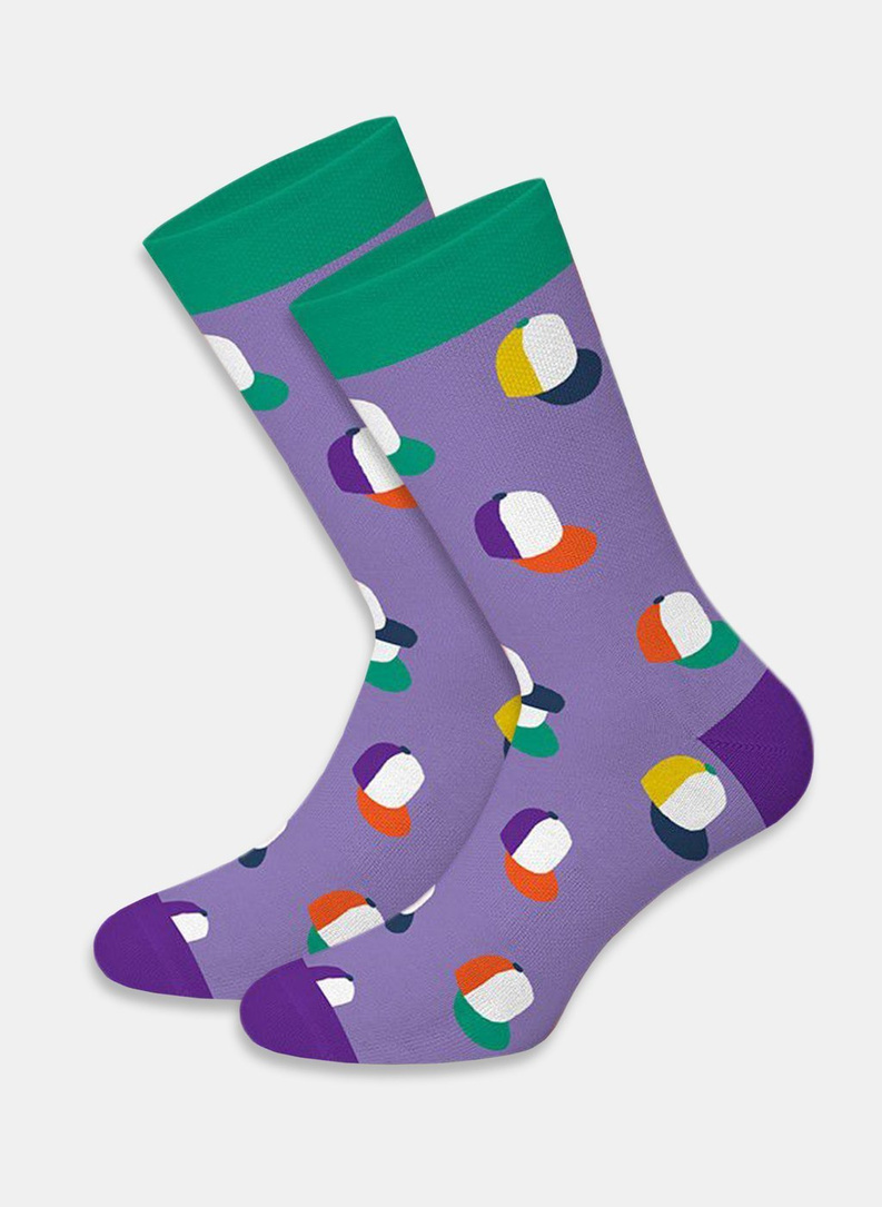 Fioletowe skarpetki w czapki z daszkiem DDTS9-SX-450-F