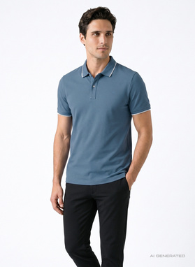 Niebieski t-shirt polo